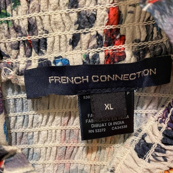 French Connection Black and White Smocked Blouse - Picture 7 of 7